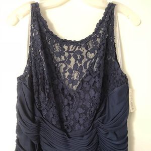 Sleeveless Long Mesh Dress with Corded Lace